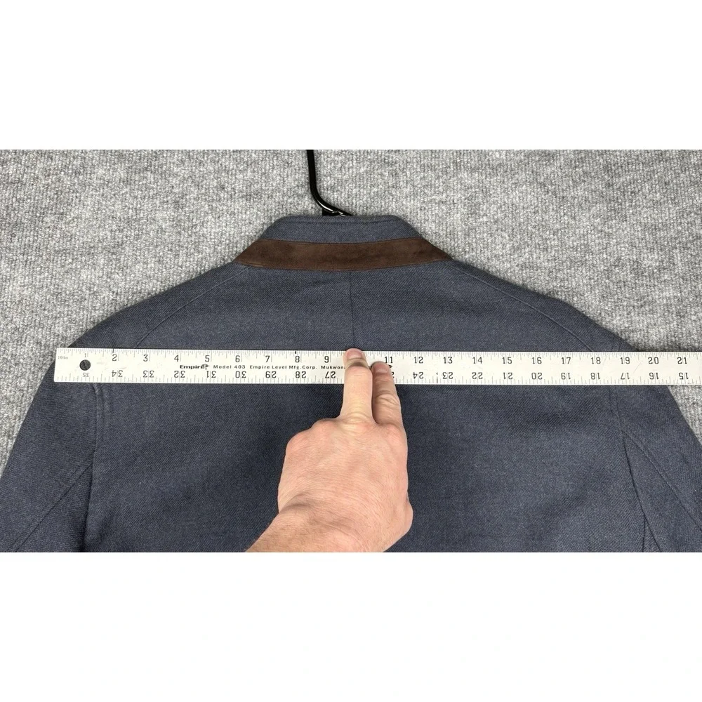 Massimo Dutti Mens 42 Blazer Blue Extra Fine Cotton Elbow Patch Bulgaria Jacket